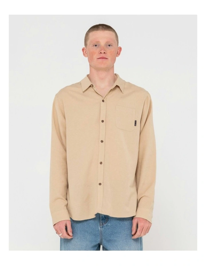 Overtone Long Sleeve Linen Shirt in Natural