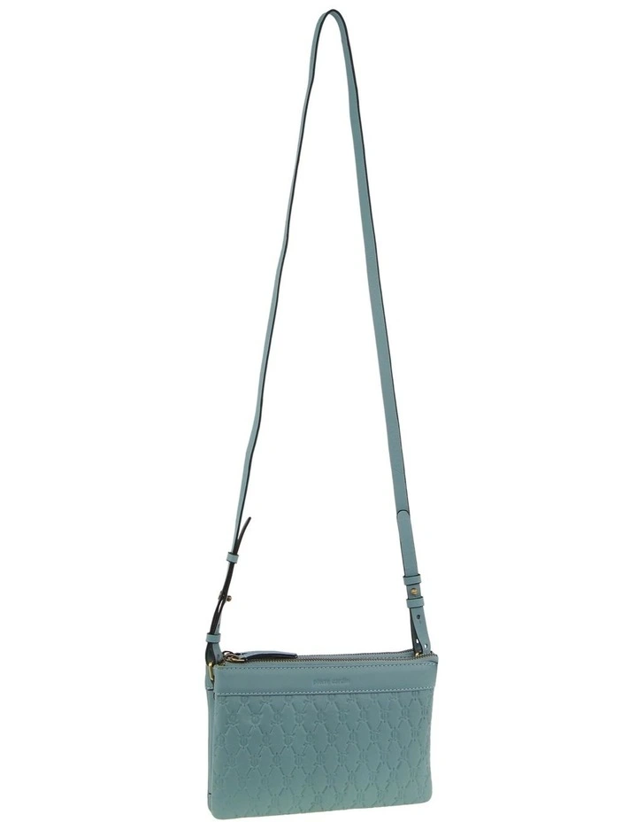 Pleated-Design Leather Cross-Body Bag in Blue
