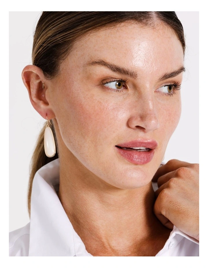 Longline Stone Earring in Ivory