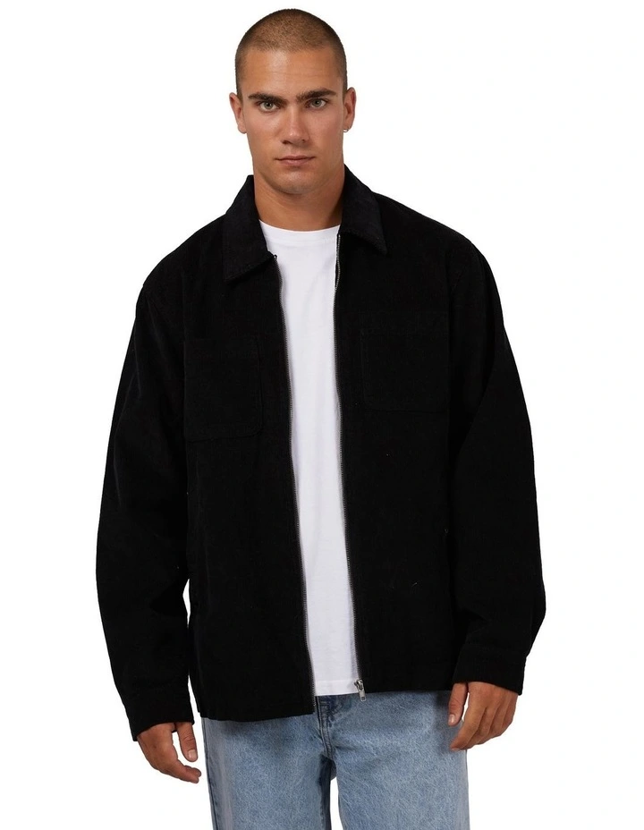 Baby Cord Zip Through Jacket in Black
