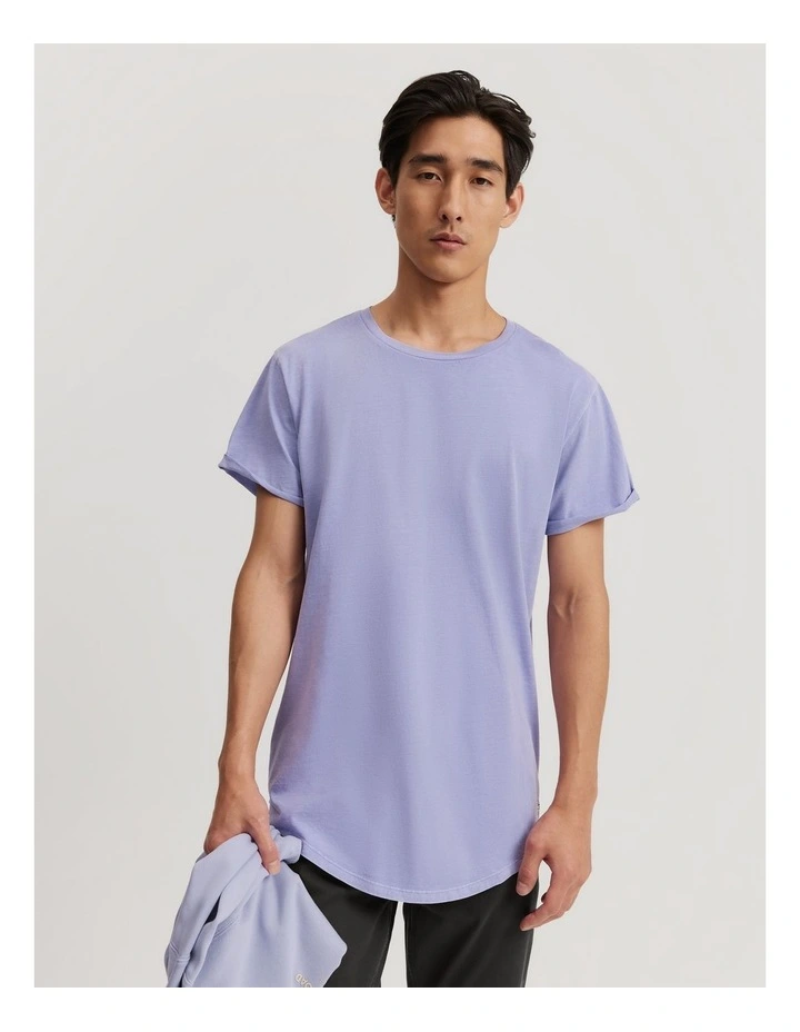 Longline Garment Dyed T-shirt in Lavender