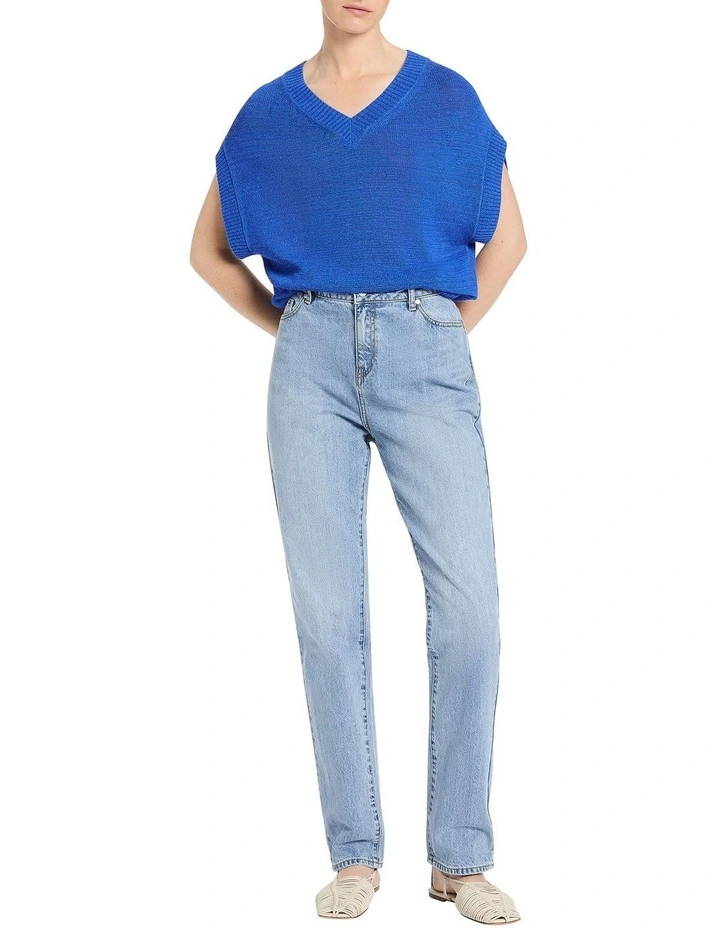 Nova Knit Gilet Jumper in Cameo Blue