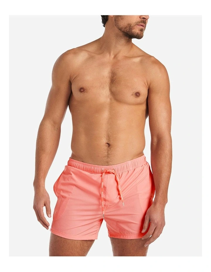 Grid Swim Short in Bondi Pink