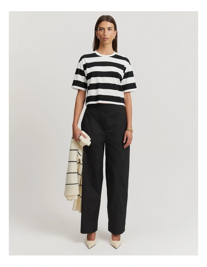Stripe Crop T-shirt in Black Stripe
