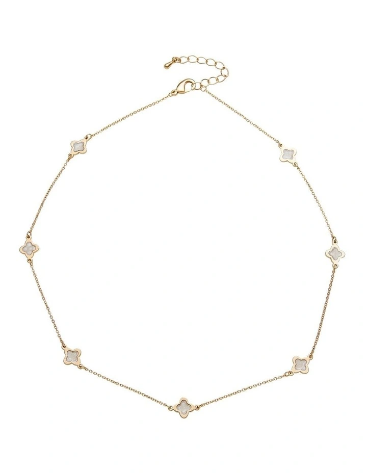 Clover Station Necklace in White