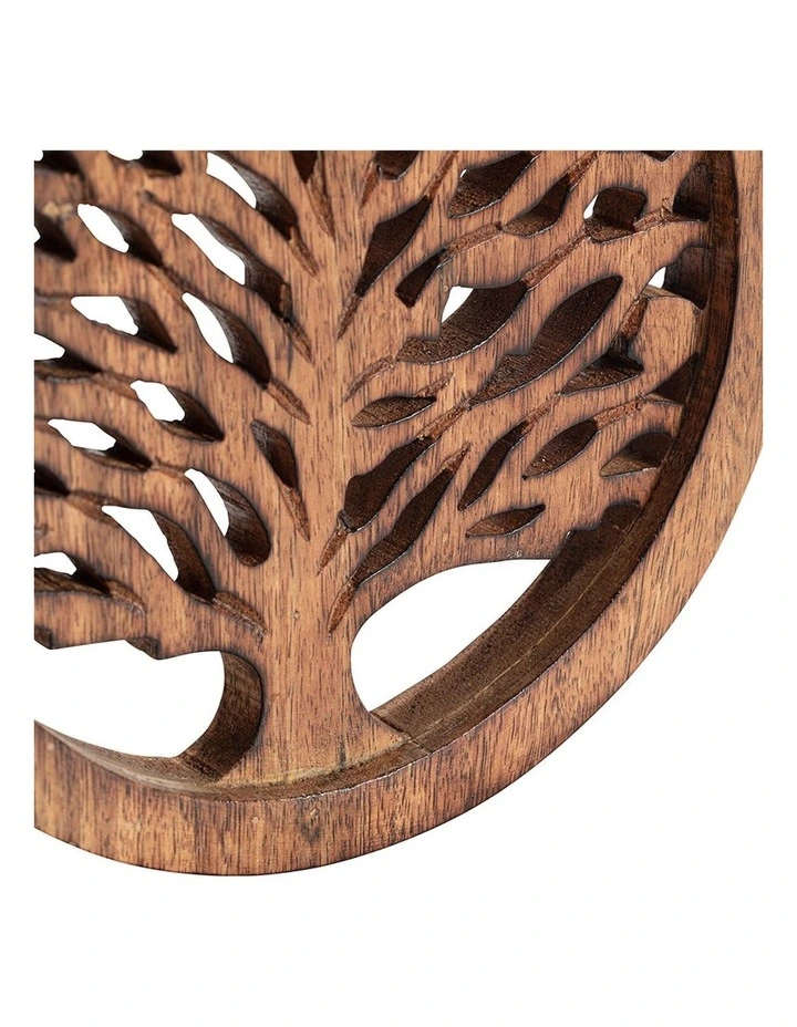 Tree-of-Life Handcrafted Timber Trivet in Natural