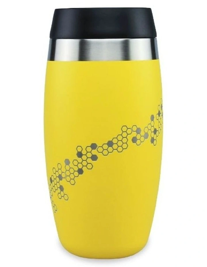 Yellow Tumbler With Etched Bees