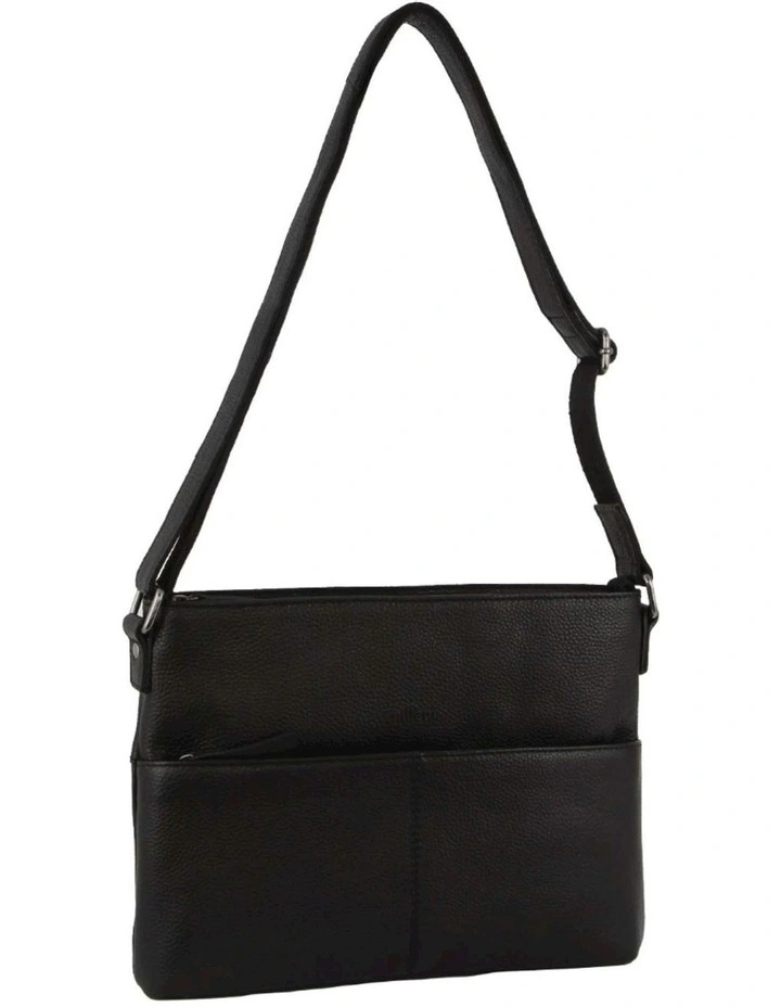 Nappa Leather Square Cross-Body Bag in Black