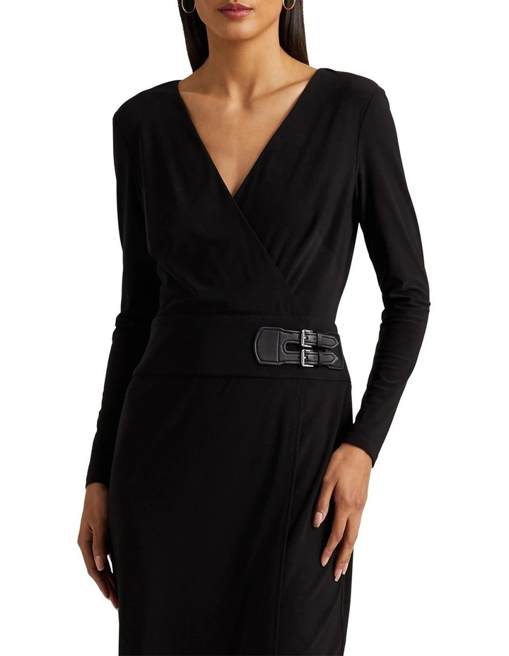Buckled Jersey Dress in Black