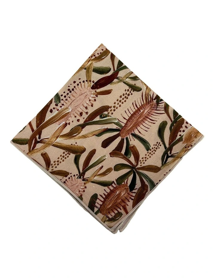 Grass Tree Pocket Square in Beige Multi