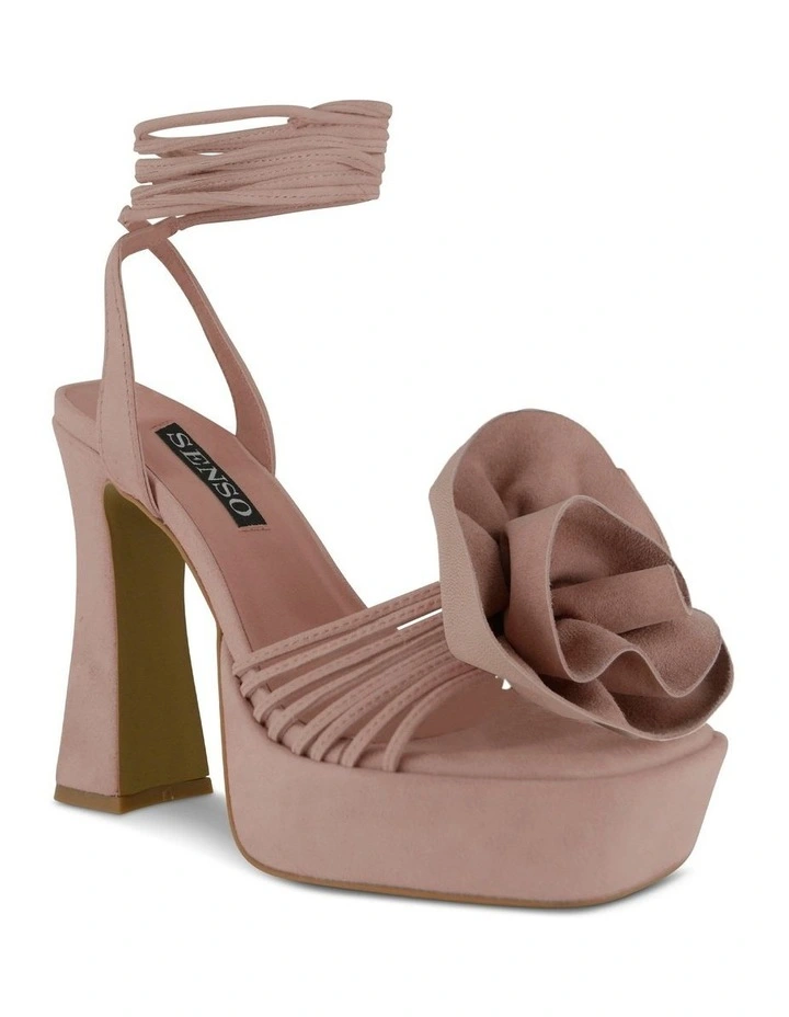Taya Suede Heeled Sandals in Coral