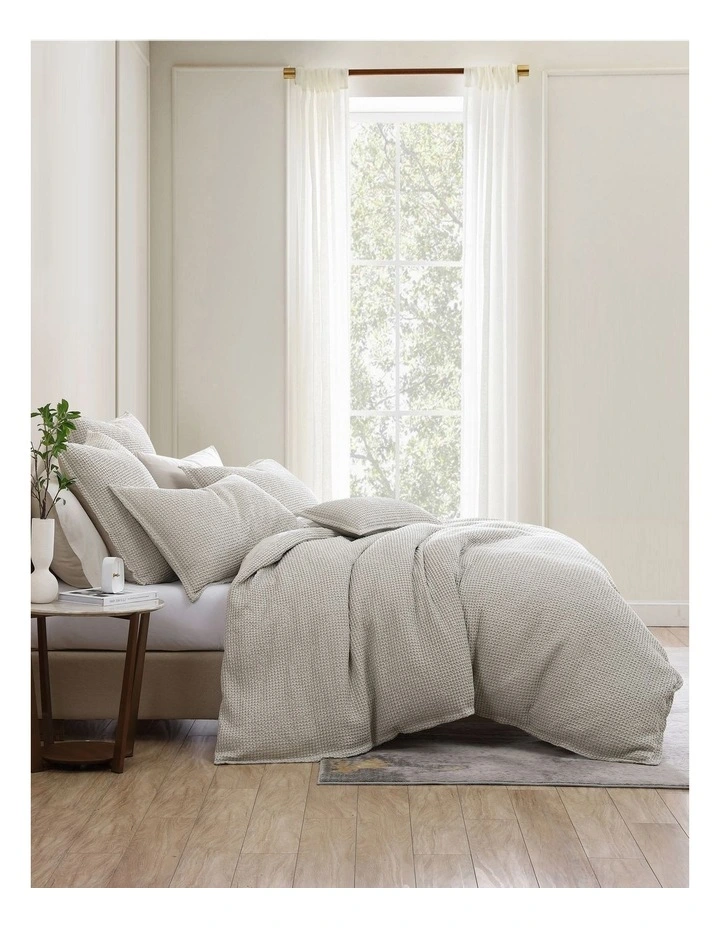 Urban Waffle Quilt Cover Set in Stone