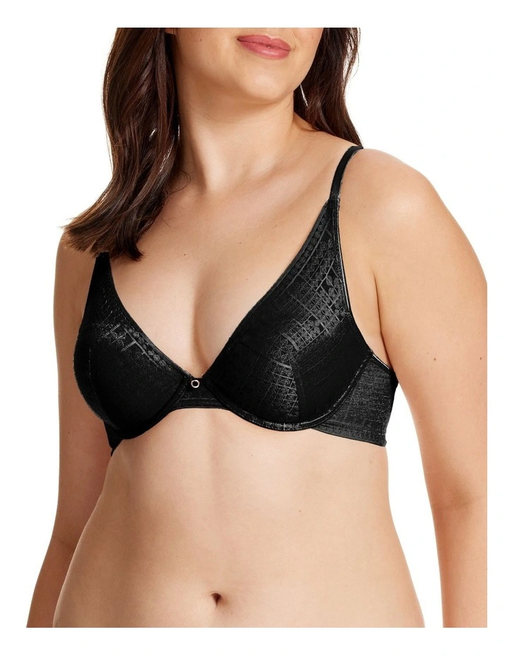 Shine Plunge Contour Bra in Jet