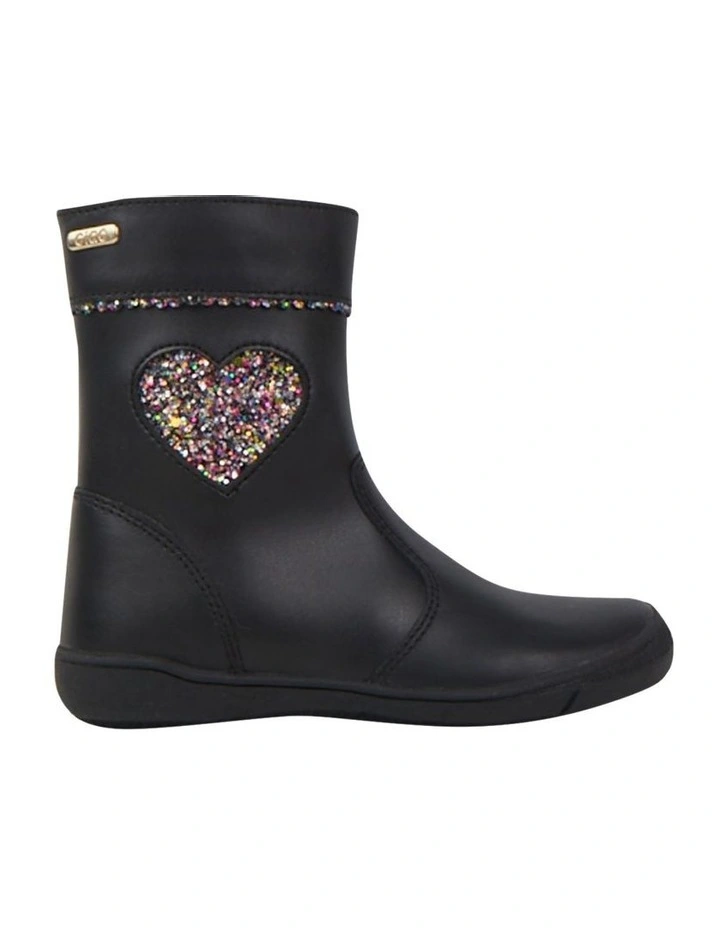 Greta Heart Boots in Black