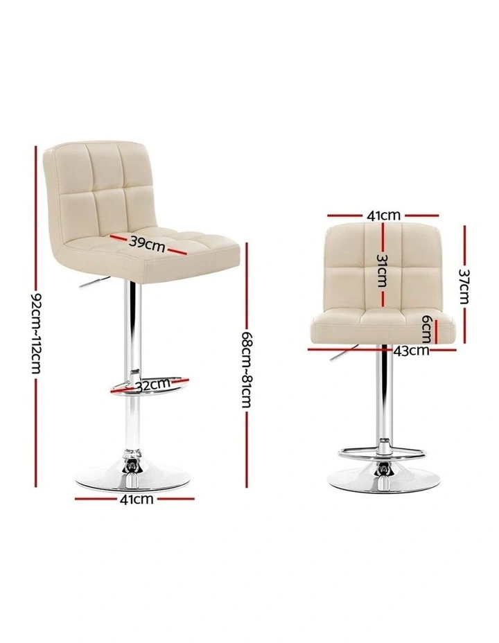Set Of 2 Pu Leather Bar Stools