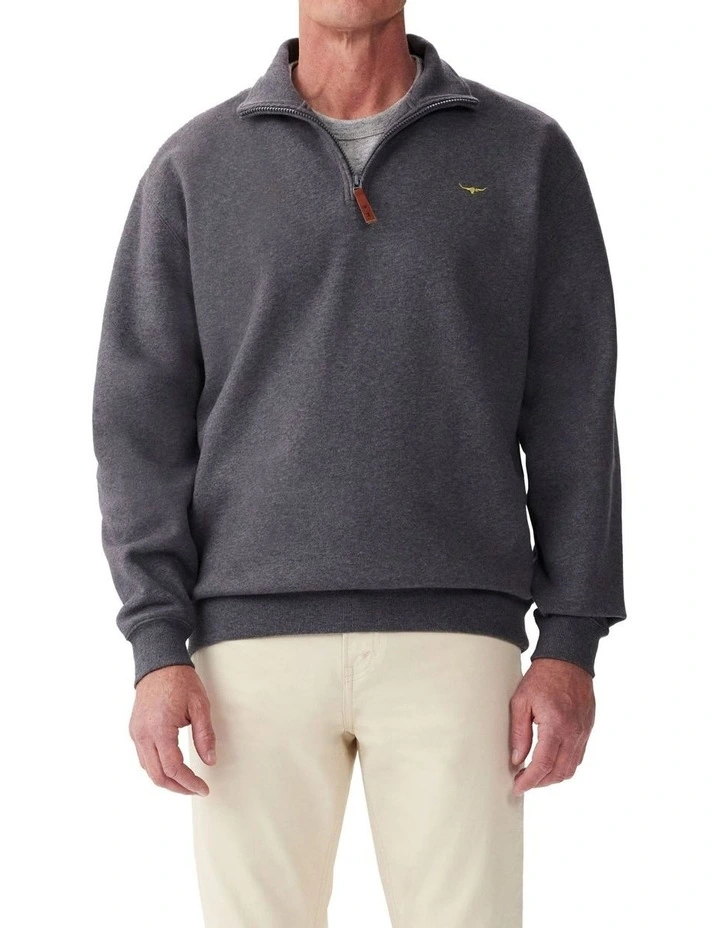 Mulyungarie Qtr Zip Sweat Top in Charcoal