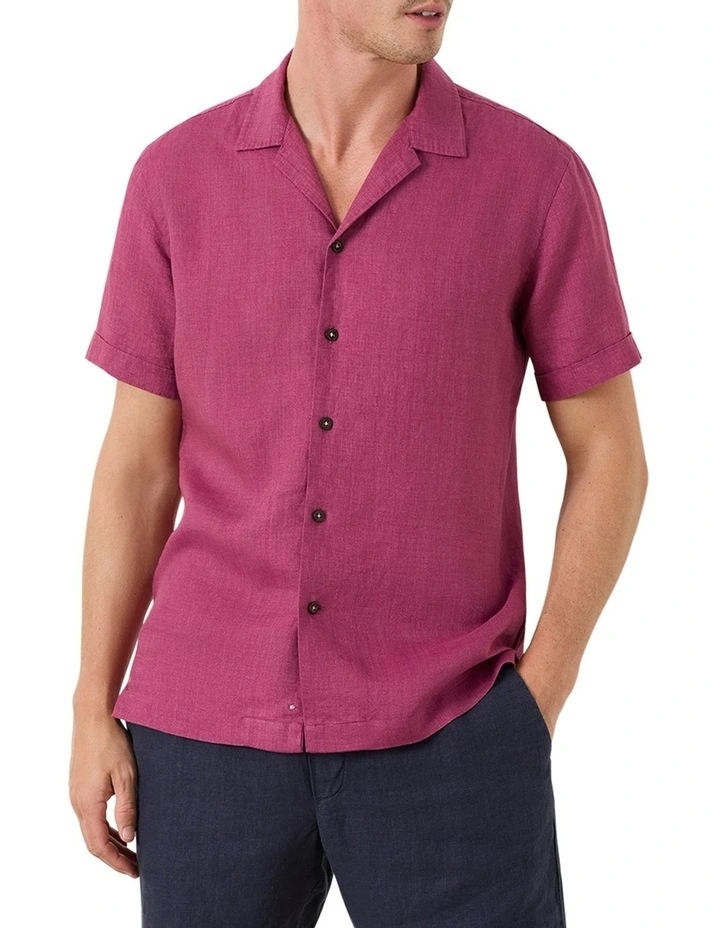 Marini Camp Collar Short Sleeve Shirt in Mediterranean Red