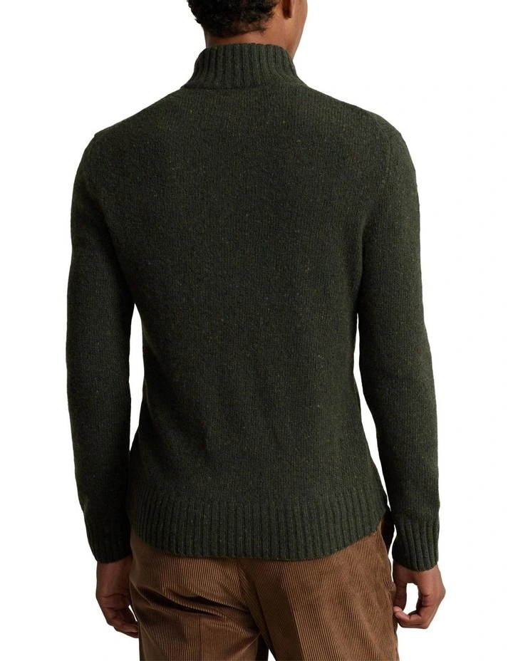 Wool-Blend Mock neck Sweater in Green