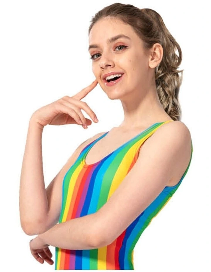 Rainbow Stripe Mardi Gras LGBT LGBTQ Pride Gay Leotard in Multi