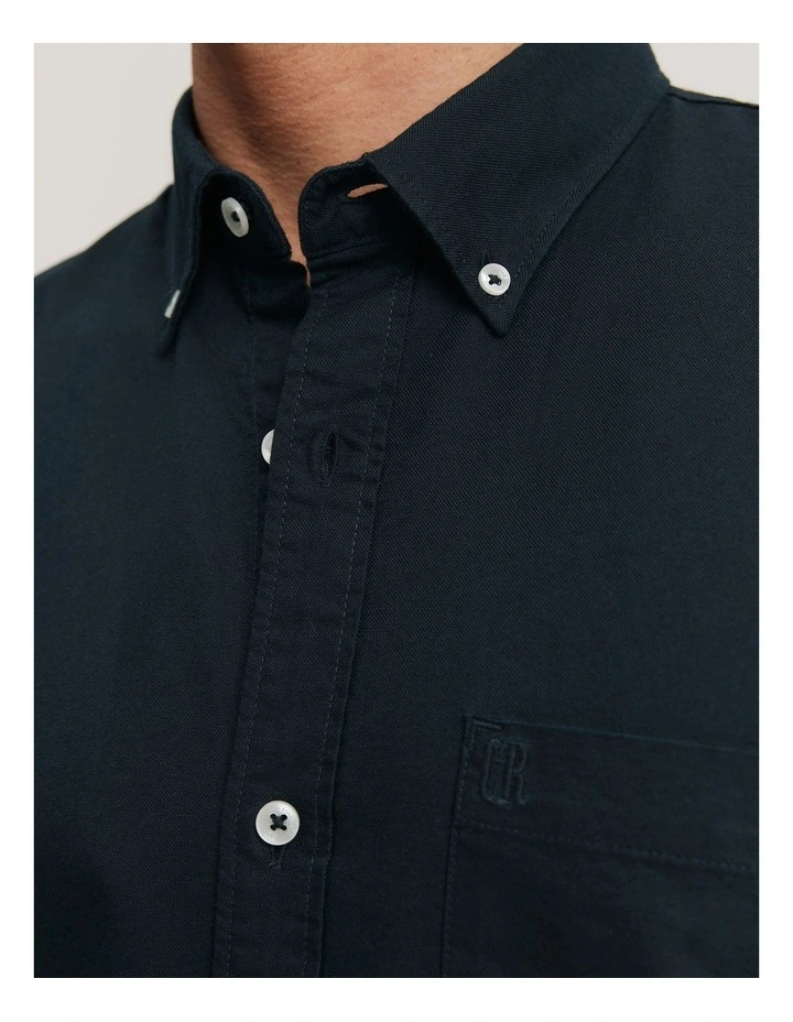 Regular Fit Organically Grown Cotton Oxford Shirt in Navy