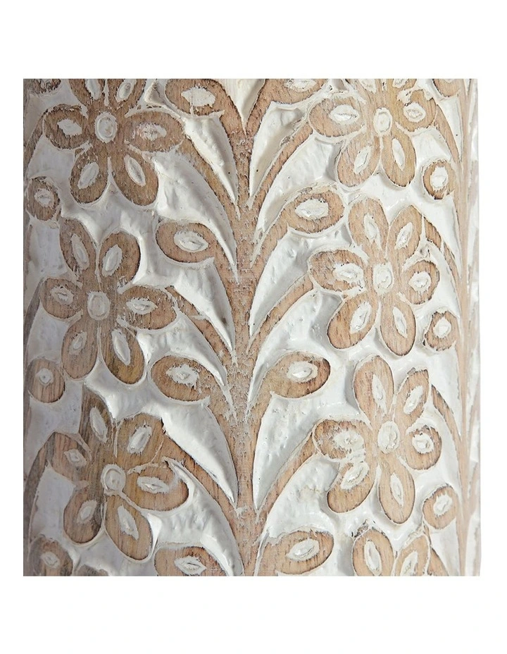 Mango Wood Flower Vase Large in Natural