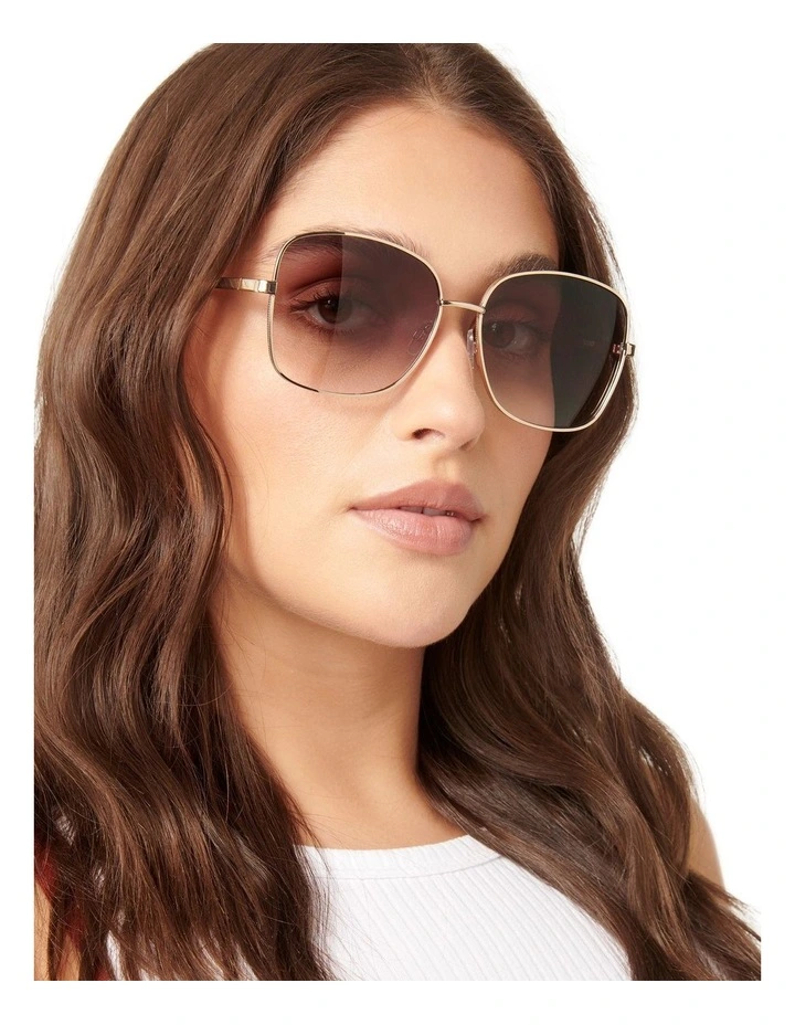Lillian Square Metal Frame Sunglasses in Gold
