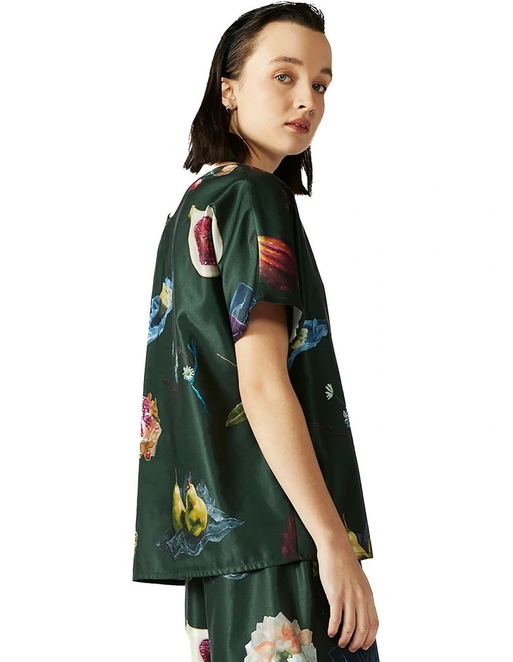 Picnic Print Short Sleeved Top in Multi