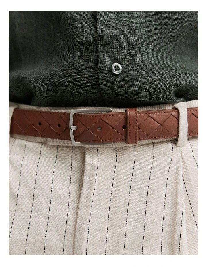 Urban Weave Belt in Deep Tan
