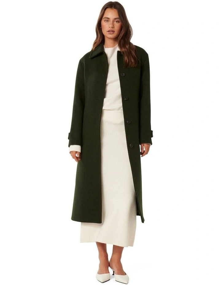 Dallas Single Breasted Wrap Coat in Green