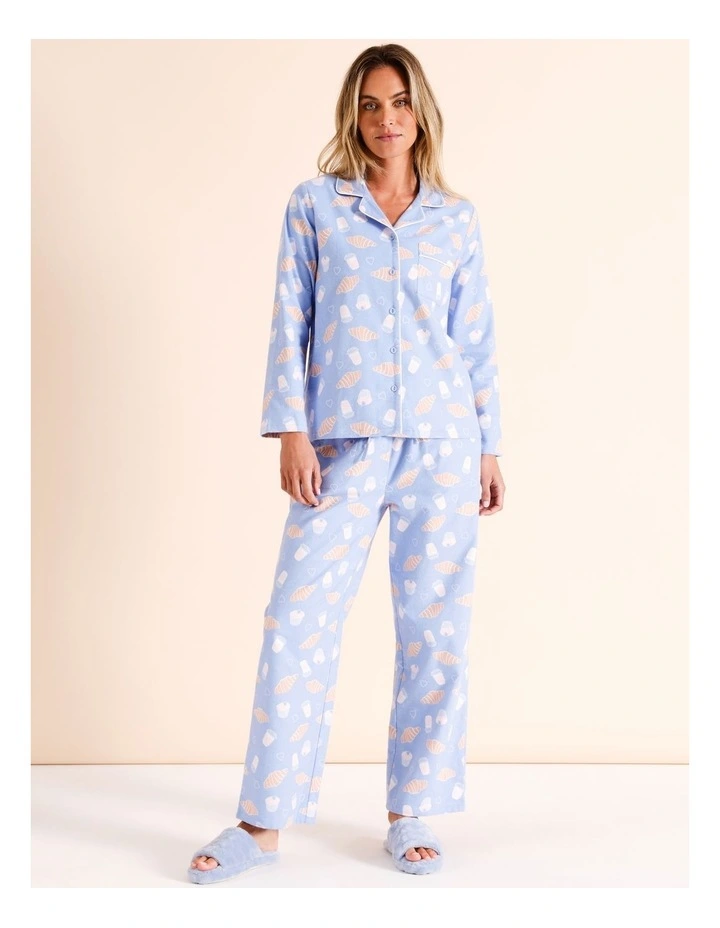 Flannelette Pyjama Set in Light Blue