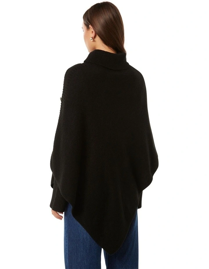 Betty Button Poncho in Black