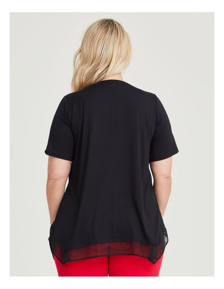 Bamboo Embellished Chiffon Top in Black