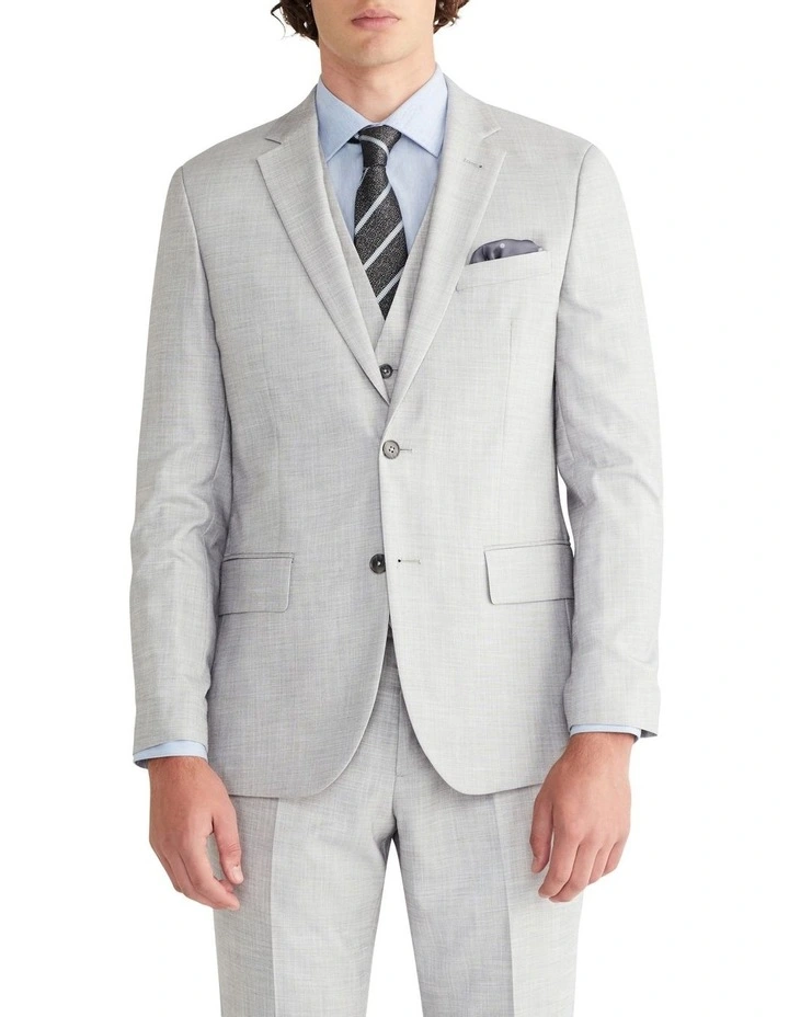 Sharkskin Slim Suit Jacket in Plain Grey