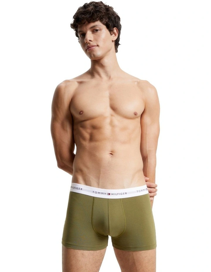 Signature Organic Cotton Essentials Trunks Pack of 3 in Navy/White/Grey/Roug