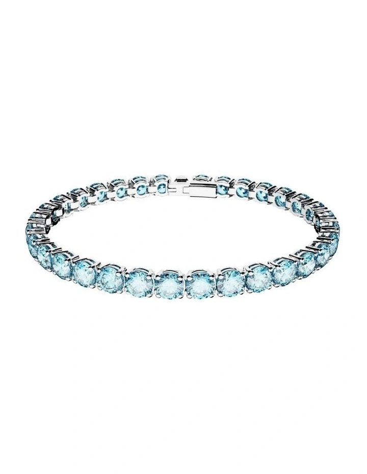 Matrix Tennis Bracelet Round Cut Medium Rhodium Plated in Blue