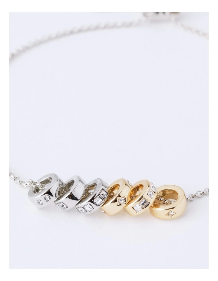 Mixed Metal Charms Toggle Bracelet in Gold & Silver