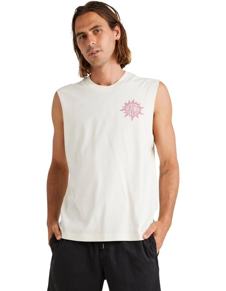 Sol Stamp Tank Top in Antique White