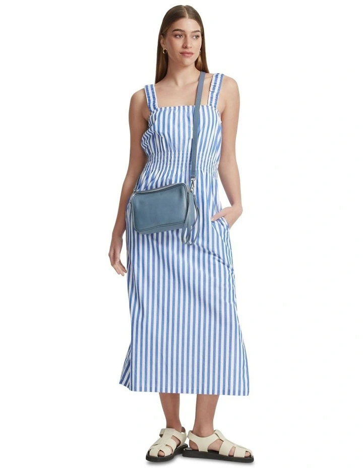 Gigi Striped Cotton Dress in Blue
