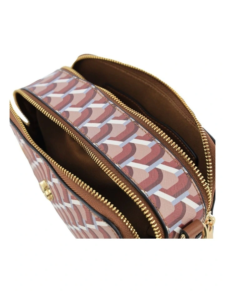 Geometric Cross-Body Bag with Webbing Strap in Brown
