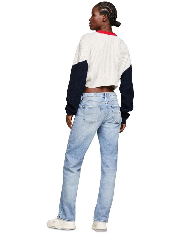Archive Colour-Blocked Cable Knit Jumper in White