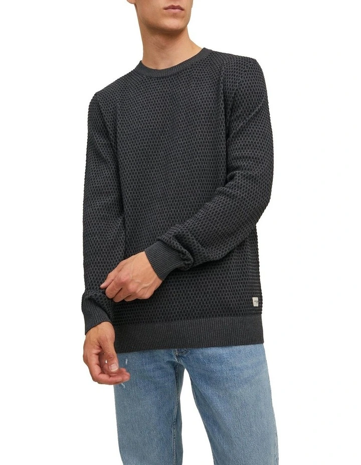 Atlas Knit Pullover in Dark Grey Melange