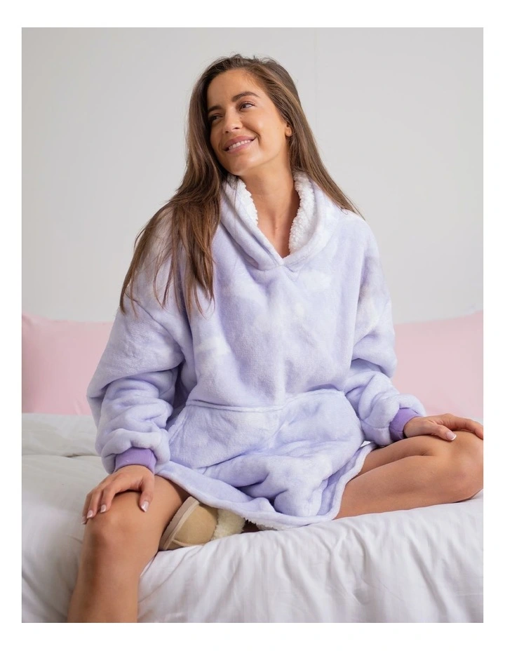 Premium Reversible Fleece Snug Hoodie 750GSM in Purple