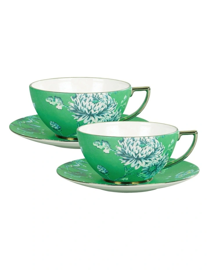 Jasper Conran Teacup & Saucer Set of 2 Green