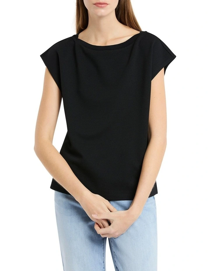 Annette Boat Neck Tee in Black