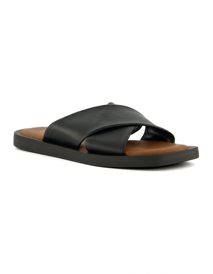 Licorice Flat Sandal in Black Tan