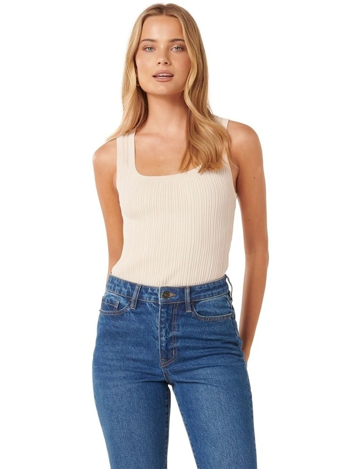 Seville Mutli Rib Knit Tank in Stone