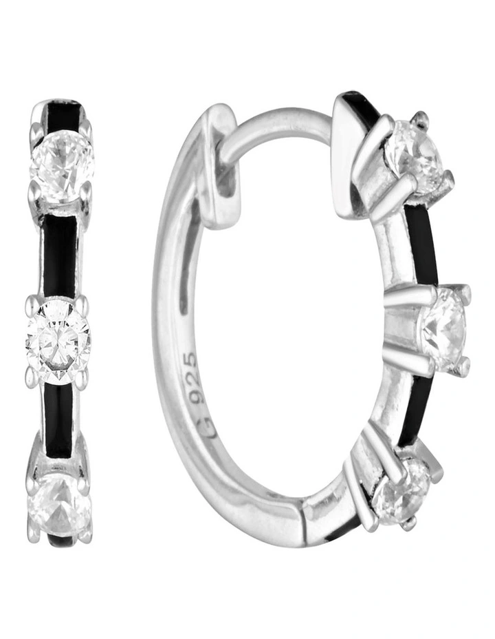 Reflection Enamel Hoop Earrings in Silver