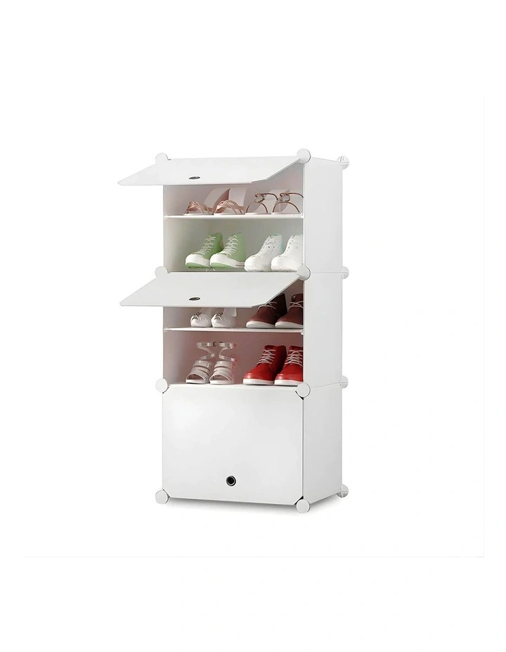 5 Tier White Shoe Rack Organizer in White