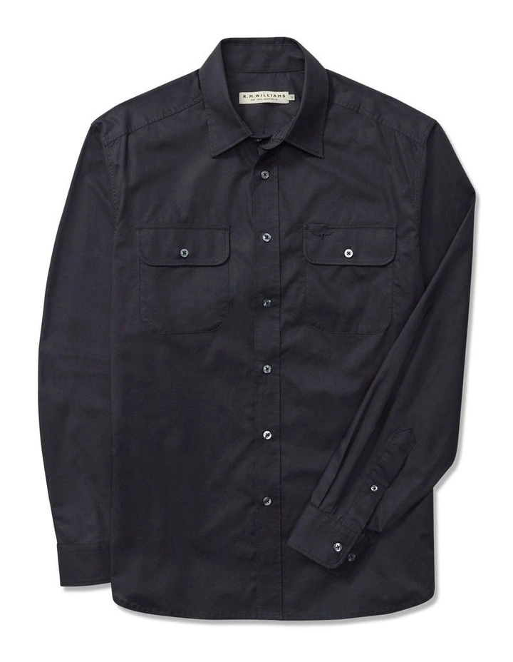 Collins Button Down Long Sleeve Shirt in Black