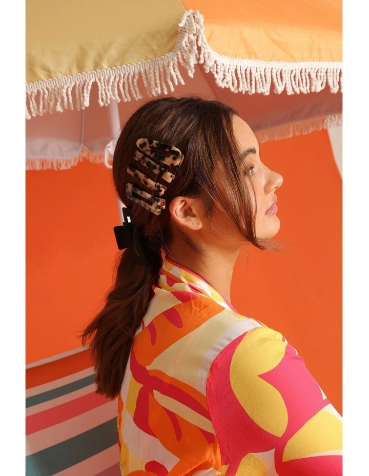 Zoe Hair Clip Set in Grey Brown